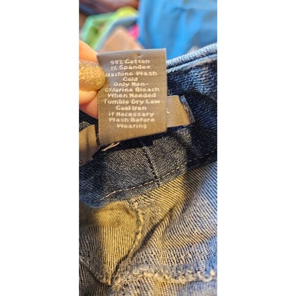 Ann Taylor Straight Pencil Mini Denim Skirt Women Size 10 Blue‎ Stretch Preppy - Picture 3 of 3